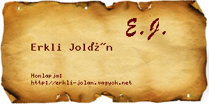 Erkli Jolán névjegykártya